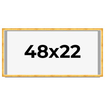 48x22 Shadow Box Frame Gold | 1.625 Inches Deep Real Wood Traditional