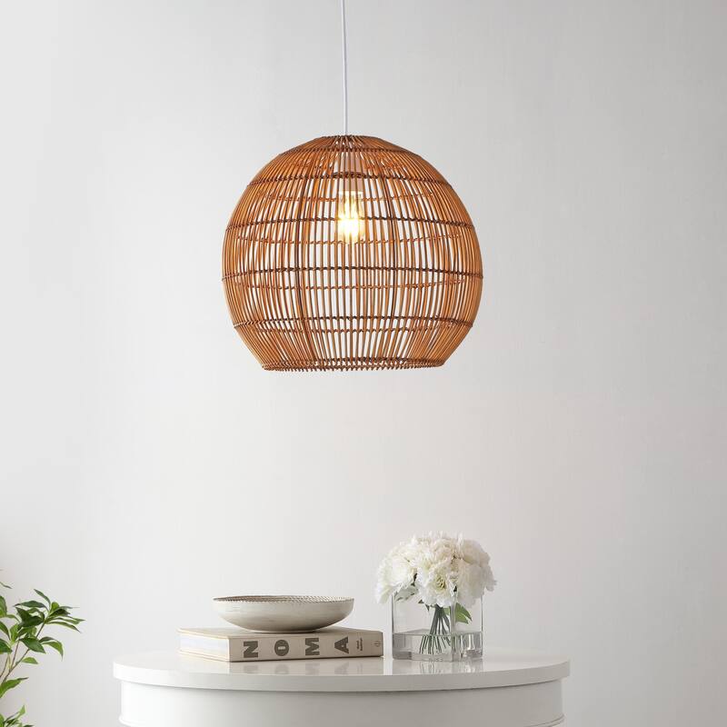Lucas 1-Light Farmhouse Coastal 180" Cord Plug-In or Hardwired LED Pendant, by JONATHAN Y