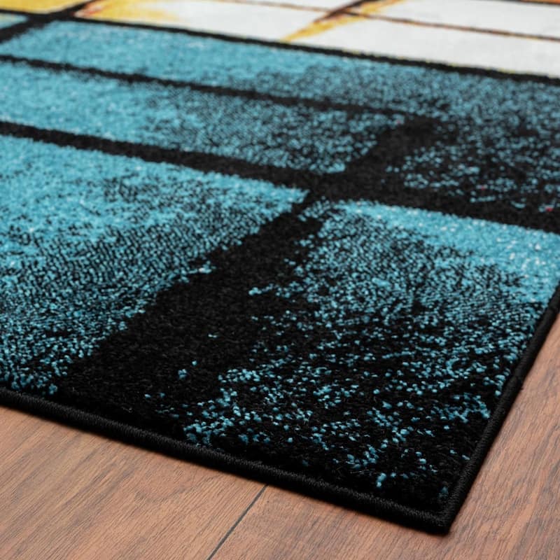 Luxe Weavers Abstract Geometric Grid Area Rug