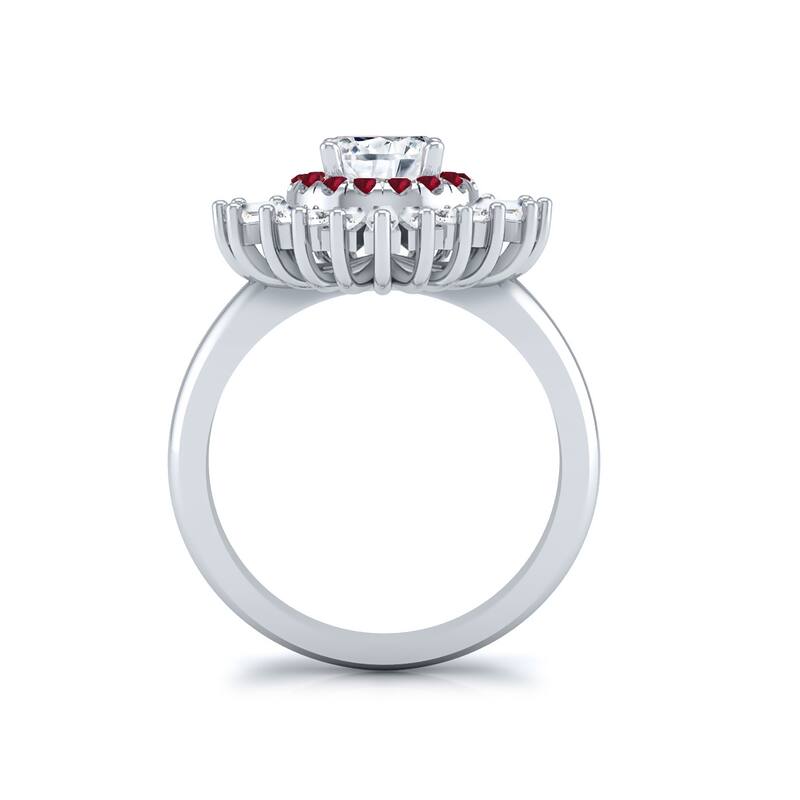 Auriya 14k Gold 1 1/3ctw Ballerina Diamond and Red Ruby Engagement Ring Certified (G-H, VS1-VS2)