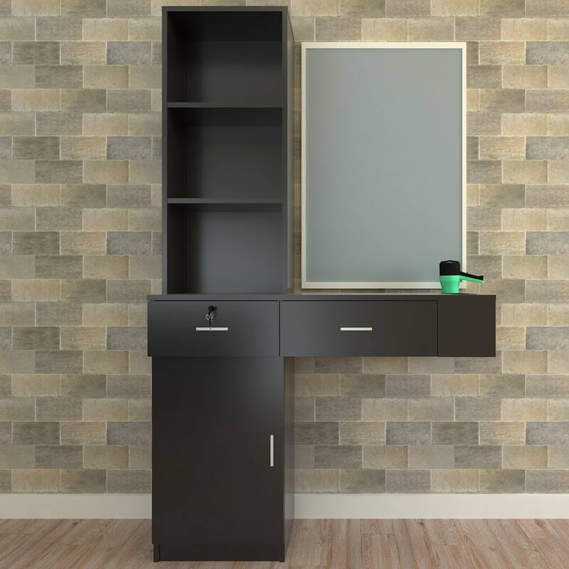 Lock Wall Vertical Beauty Salon Table Black - N/A