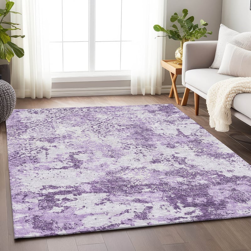 Premium Washable Super Soft Vintage Trellis Mayfield Rug - Lavender - 8' x 10' - Rectangle