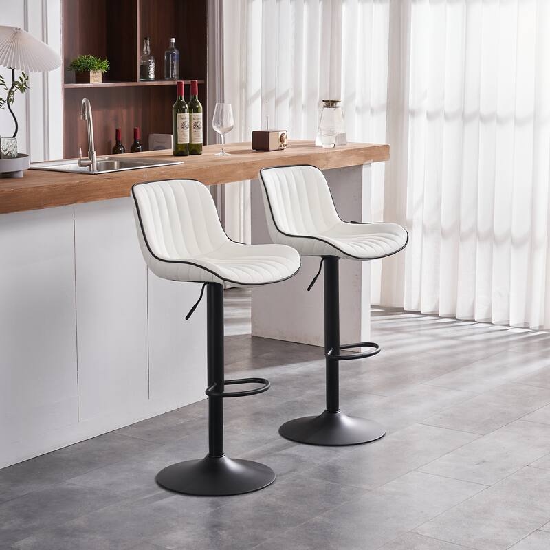 Bar Stools Set of 2 Counter Height Adjustable with Backrest Bar Chairs for Kitchen Island
