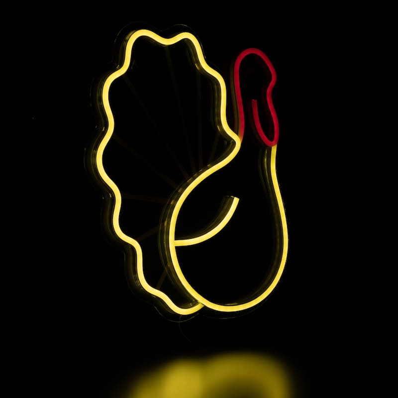 LED Turkey Neon Lighted Thanksgiving Wall or Window Decoration - 15"