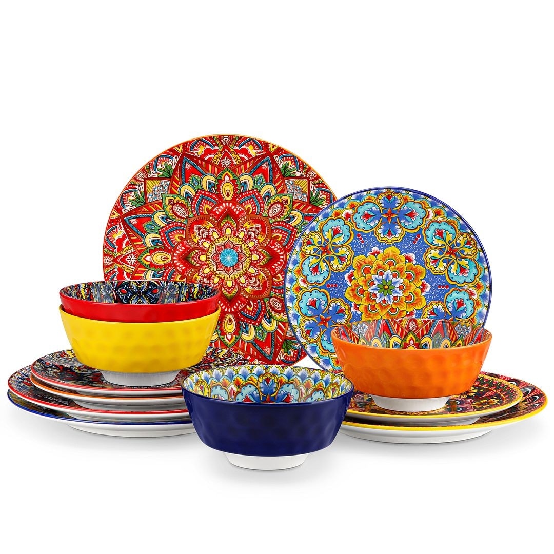 vancasso LUMI Diamond Texture 12 or 18 Piece Porcelain Dinnerware Set