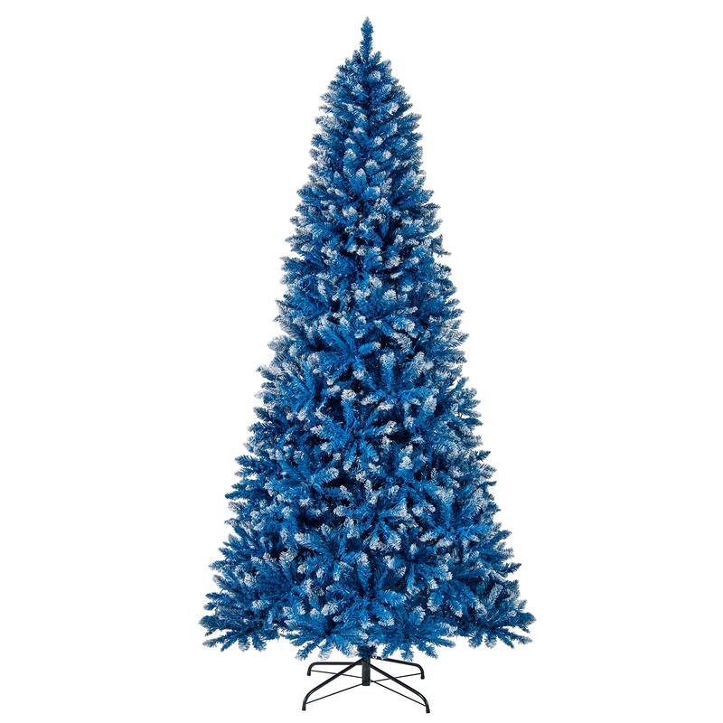 Blue Holiday Tree with White LED Lights and Fireproof PVC Branch Tips Included Sturdy Metal Stand - Multi