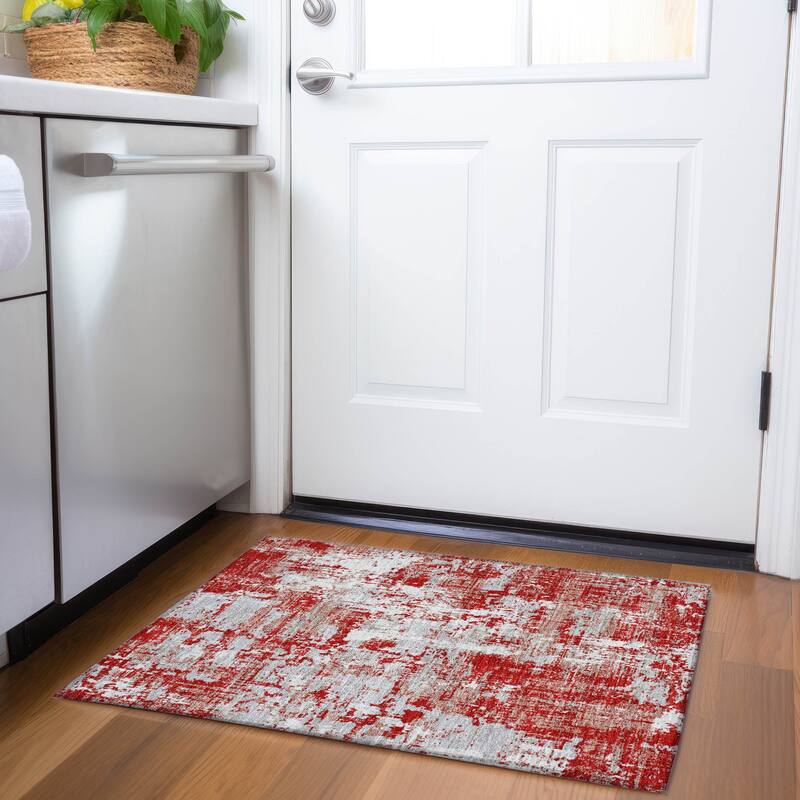 Premium Washable Super Soft Abstract Acree Mayfield Rug - Red - 1'8" x 2'6"