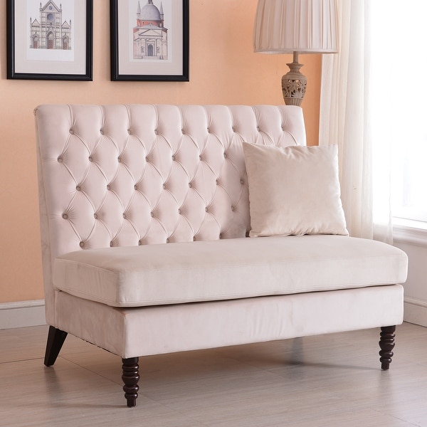 Belleze Modern Loveseat Bench Sofa Tufted Settee High Back Love Belleze Modern Loveseat Bench Sofa Tufted Settee High Back Love Seat Bedroom Velvet