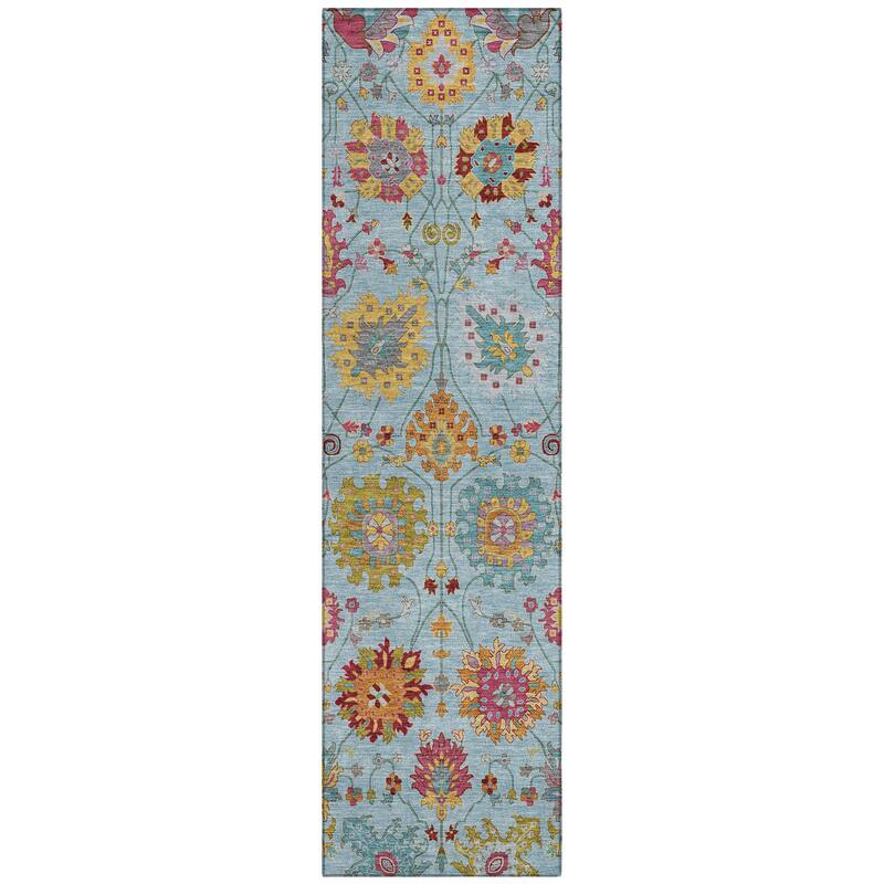 Machine Washable Indoor/ Outdoor Traditional Kashan Chantille Rug