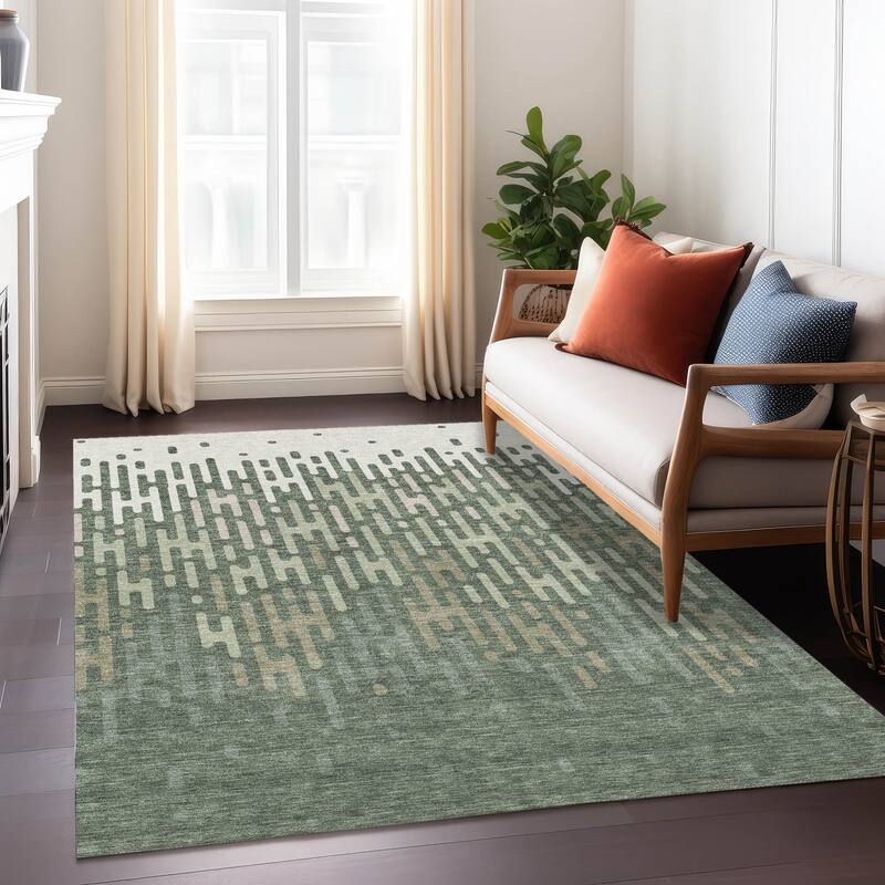 Machine Washable Indoor/ Outdoor Modern Kingman Chantille Rug