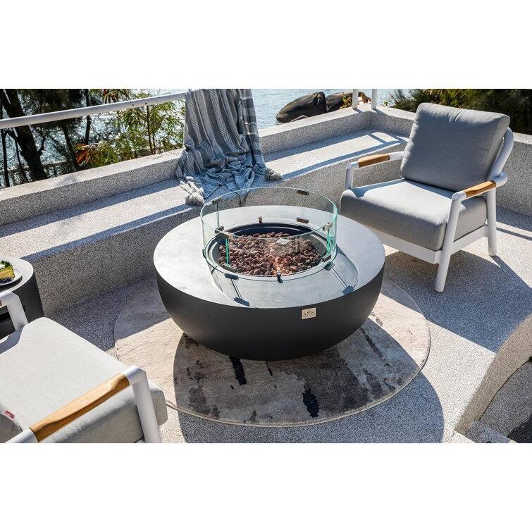 AMS Fireplace Eclipse Round Outdoor Fire Pit Bundle - 44" x 44" x 17"
