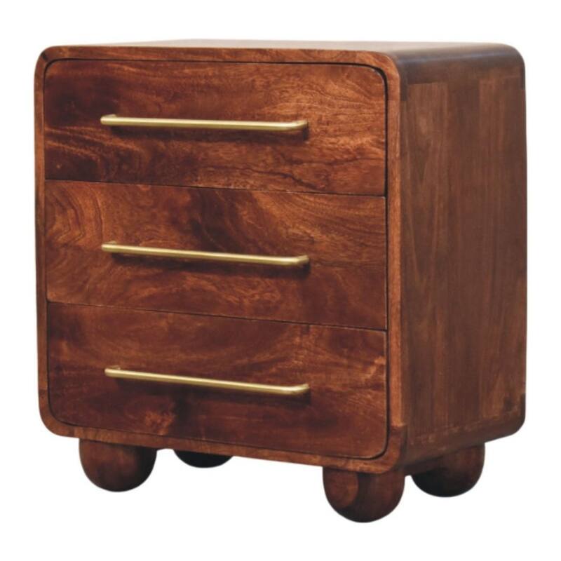 Artisan Furniture Solid Wood 3-Drawer Rounded Chest, Brown, 3-Drawers - N/A