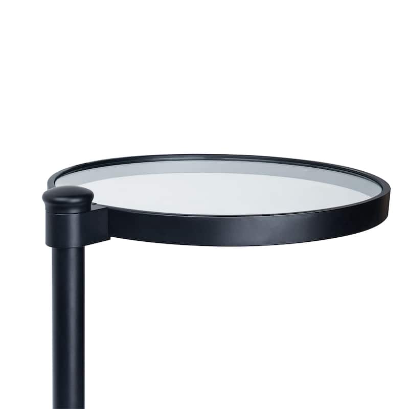 C Shaped Martini Drink Round Table with Black or Gold Metal Base, Carrara Marble or Tempered Glass top