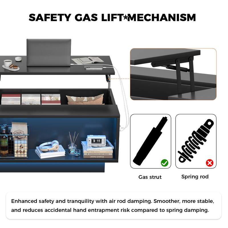 Pocassy 47" Coffee Table with Storage High Gloss Surface