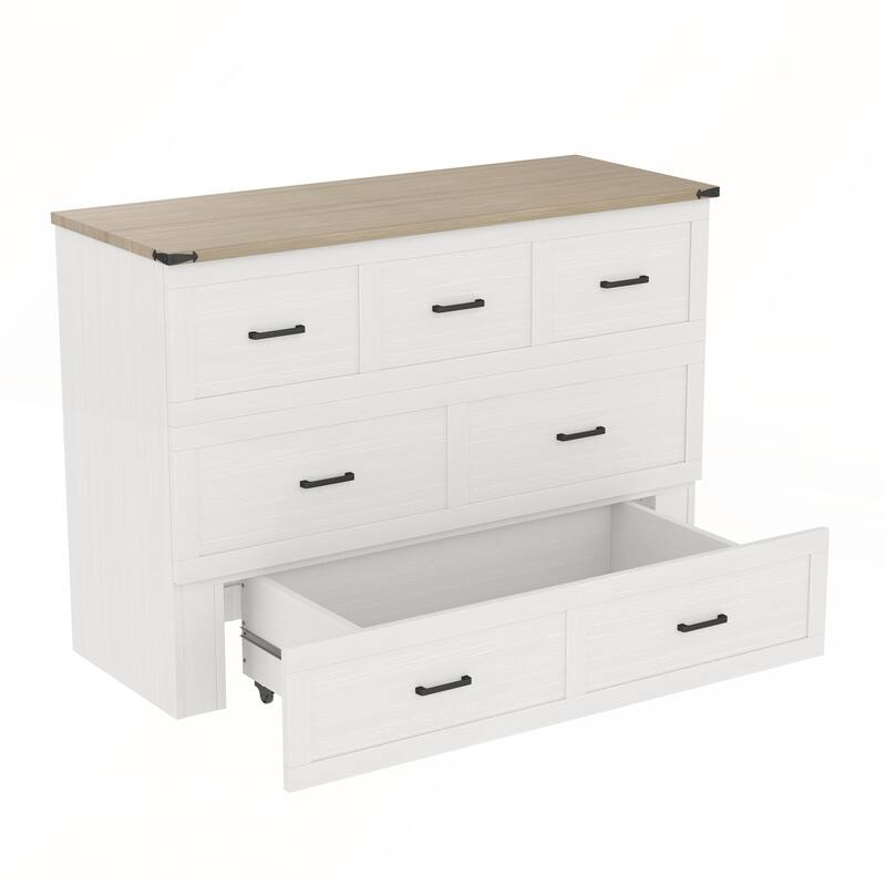 Murphy Bed Cabinet with Charging Station for Guest Room and Small Bedroom