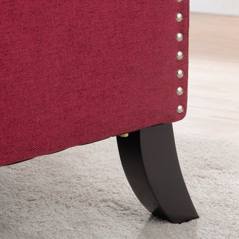 GDFStudio - Fabric Wingback Manual Recliner Chair with Wood Frame