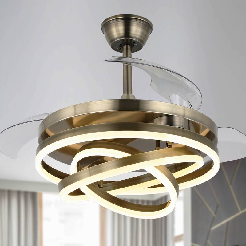 Oaks Aura 42in. LED DIY Shape Modern Ring Ceiling Fan With Lights, 6-Speed Latest DC Motor Remote Control Rose Ceiling Fan - 42in. - Bronze