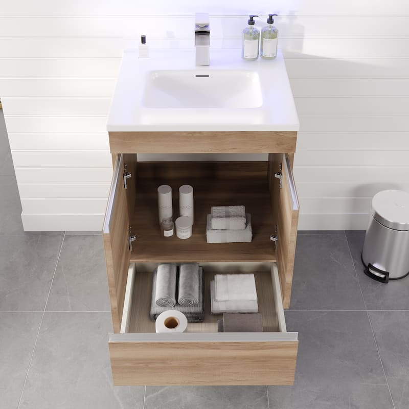 Eviva Petite 24"W x 18"D Bath Vanity with White Porcelain Countertop