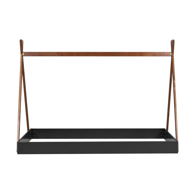 Twin Size House Tent Bed with Safety Railings, Sturdy Triangle Structure, and Solid Wood Frame - Ideal for Kids' Rooms