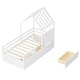 preview thumbnail 9 of 16, Twin Size House Bed w/ 2 Storage Drawers & Guardrails, Playhouse Bed w/ Roof and Window, Wooden Bed for Girls & Boys, White