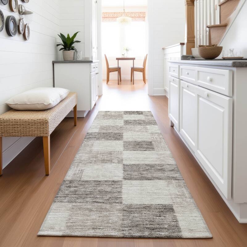 Premium Washable Super Soft Modern Checker Mayfield Rug - Beige - 2'3" x 7'6"