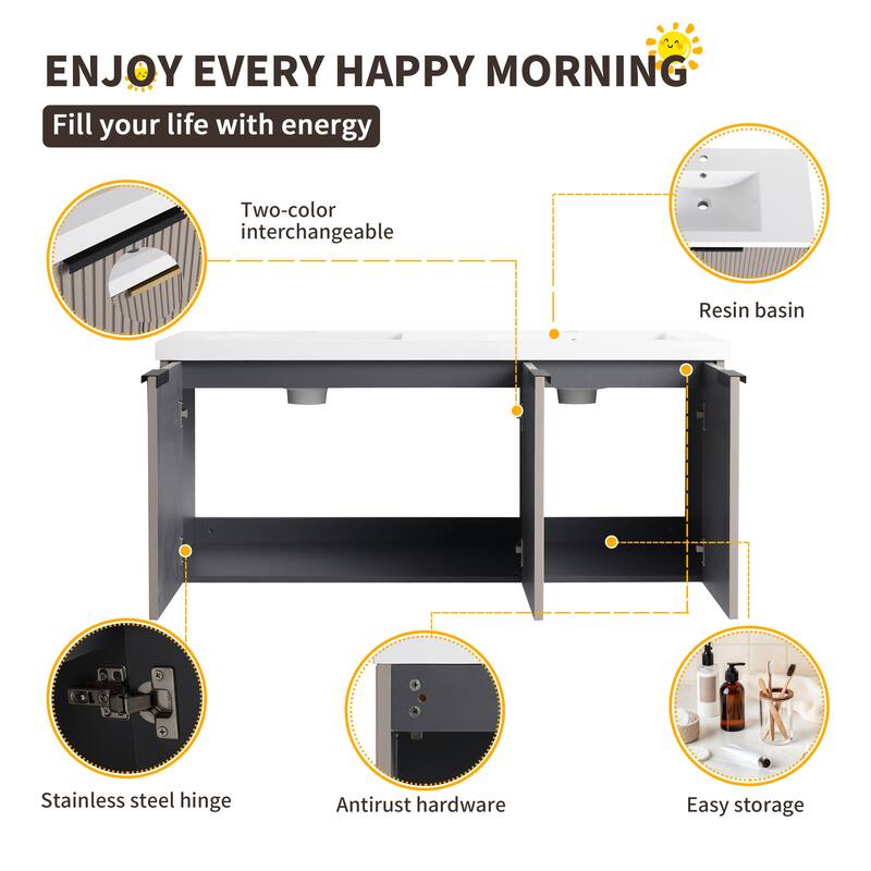 Beingnext 36"/48" Bathroom Vanity with Sink, Floating Bathroom Vanity with Soft Close Door