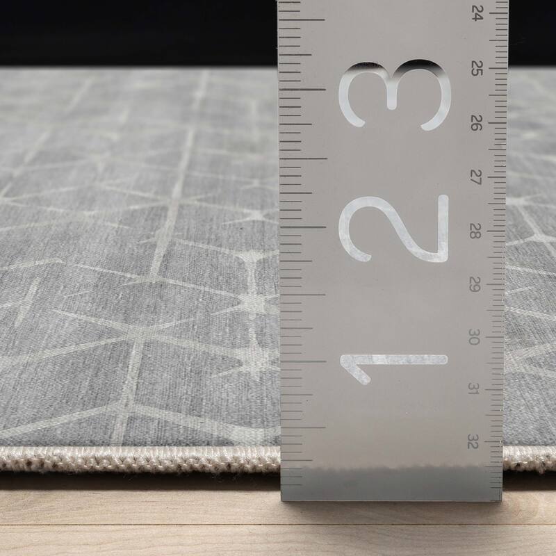 Well Woven Abstract Kintsugi Modern Geometric Flat-Weave Machine Washable Area Rug