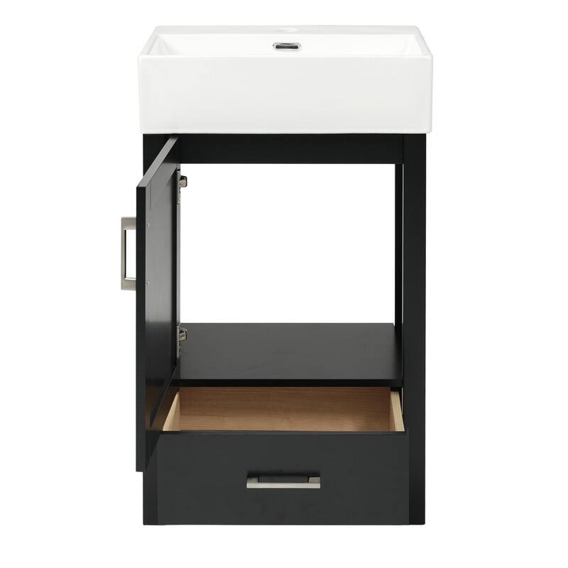 20'' Bathroom Vanity with Ceramic Sink Top, Freestanding Bathroom Vanity Cabinet with 1 Soft Close Door and 1 Storage Drawer