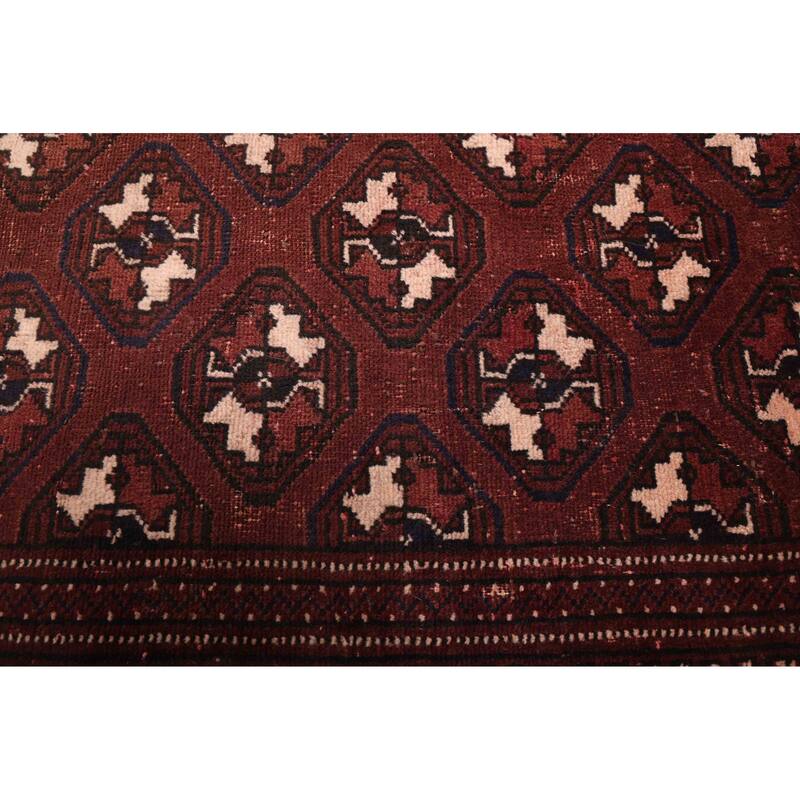 ECARPETGALLERY Hand-knotted Baluch Dark Brown Wool Rug - 3'5 x 7'10