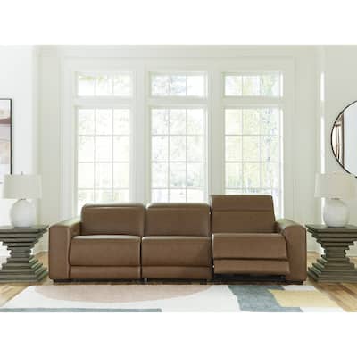 Signature Design by Ashley Rally-Up Brown 3-Piece Power Reclining Sectional Sofa - 116" W x 40" D x 34" H