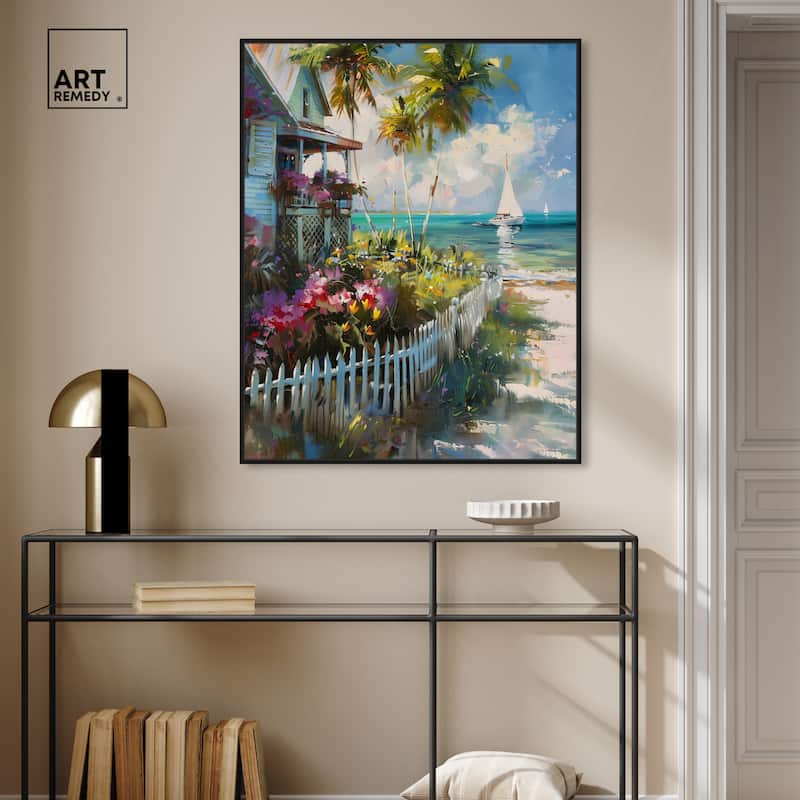 Art Remedy Local Beach House Framed Colorful Coastal 1 Piece Canvas Wall Art