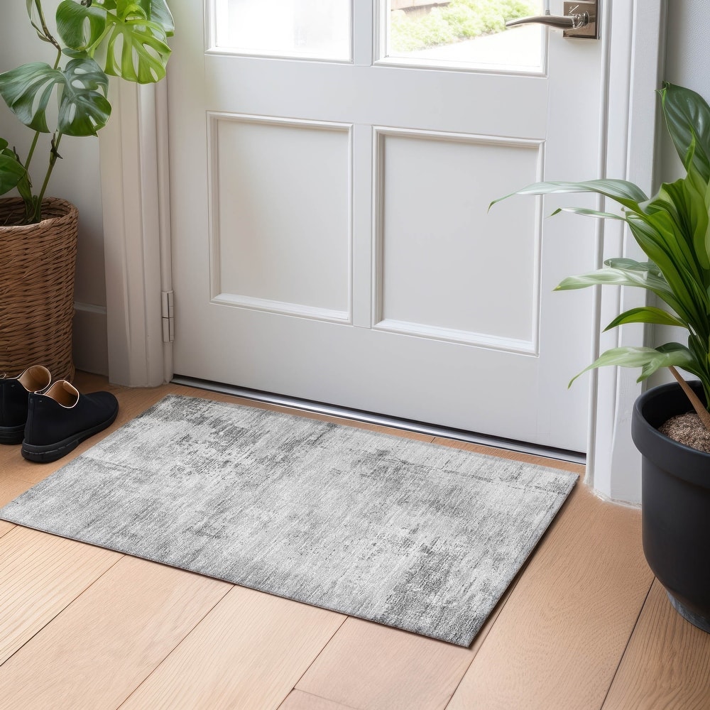 Machine Washable Indoor/ Outdoor Abstract Modern Chantille Rug