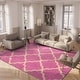preview thumbnail 8 of 18, SAFAVIEH Dallas Shag Giusy Trellis 1.5-inch Thick Rug - Navy/Ivory - 5' 1" x 7' 6"