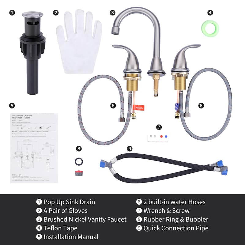 WOWOW 8 in. Widespread Double Handle Bathroom Faucet