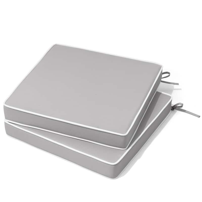 VredHom 17''/18.8'' Square Outdoor Chair Pad (Set of 2/4) - LightGrey-2PC - 18.8''x18.8''x2.8''