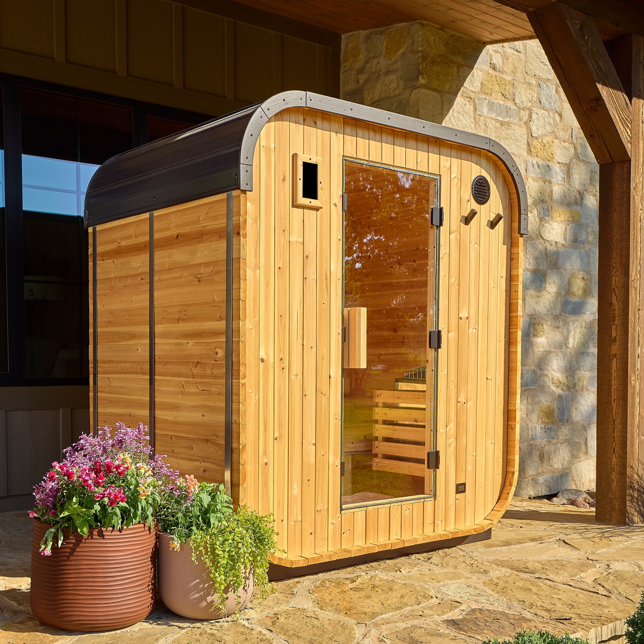 Backyard Discovery Lennon 2-4 Person Outdoor Cube Sauna, 9kW Heater