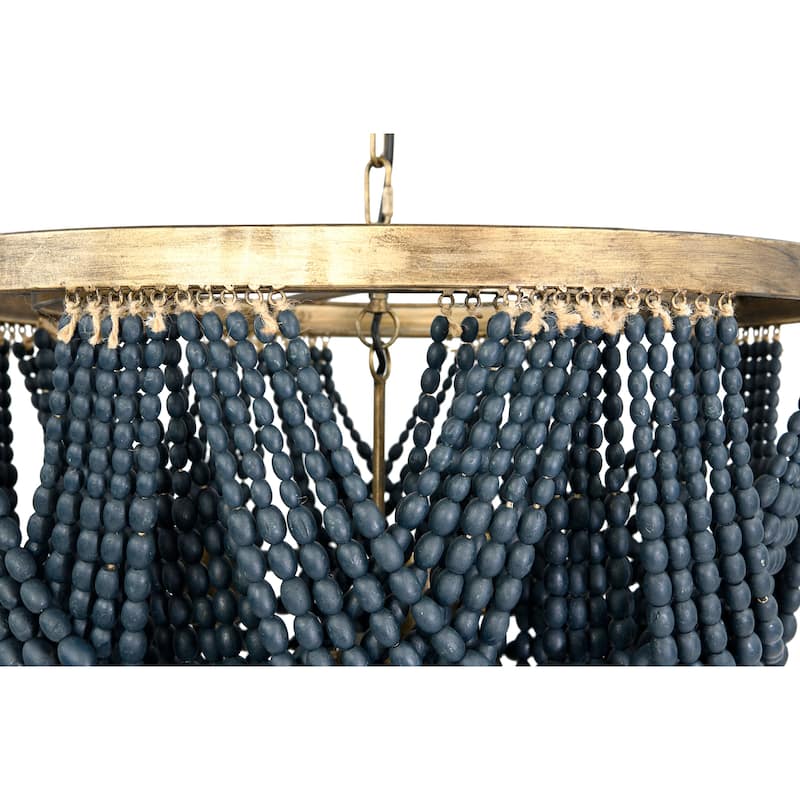 2-Tier Draped Wood Bead Chandelier