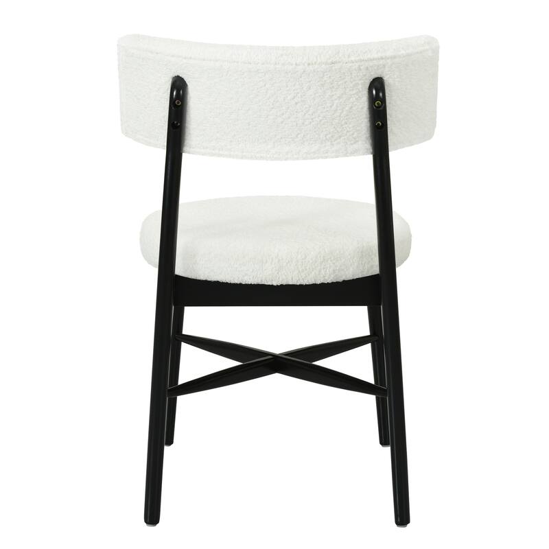 Set of 2 Mid Century Modern Counter Stools with Boucle Upholstery and Rubberwood Frame - Bar Height Dining Stools