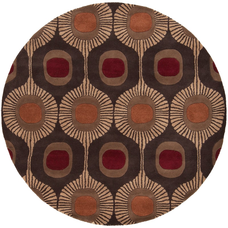 Hand-Tufted Ella Geometric Wool Area Rug - 4' Round