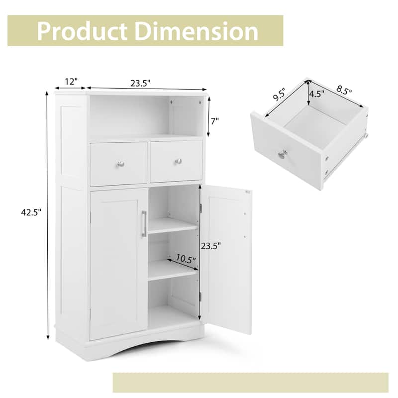 Costway Bathroom Floor Cabinet Freestanding Storage Cabinet with 2 - See Details