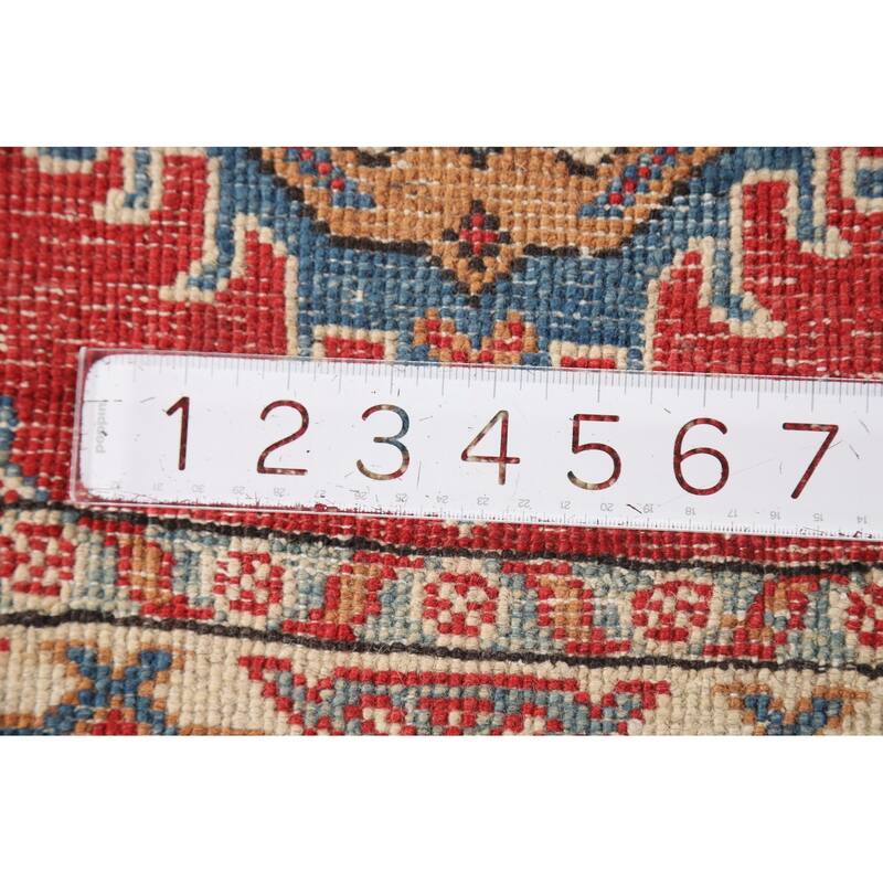 Geometric Kazak Oriental Rug Handmade Traditional Red Wool Carpet - 2'0" x 3'0"