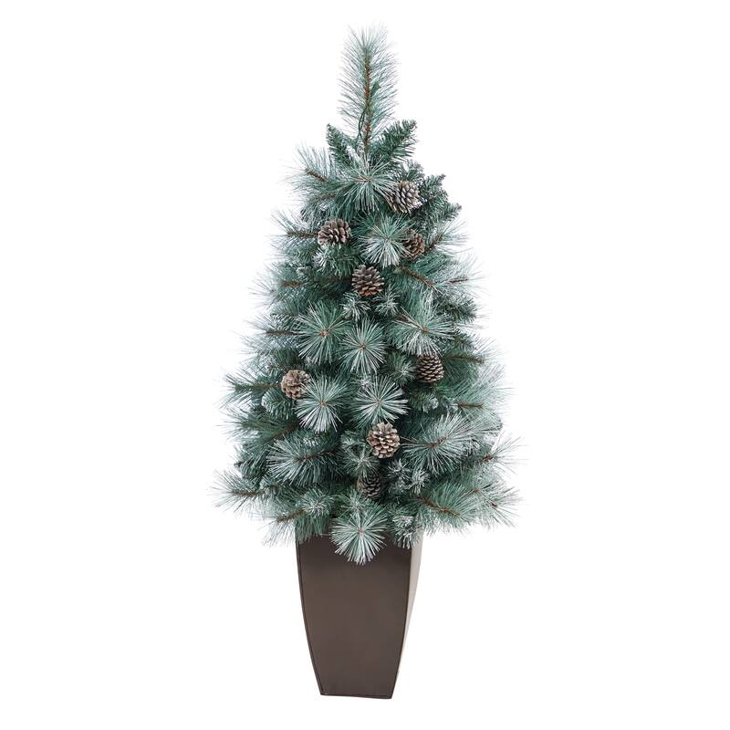 Pre-Lit Columbia Pine Artificial Christmas Tree in Pot- 3.5' - Clear Lights - 3.5 Foot