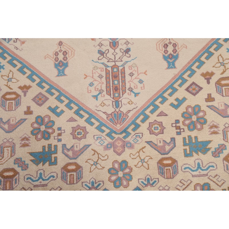 Large Vegetable Dye Art Deco Oriental Area Rug Handmade Wool Carpet - 9'11" x 14'3"