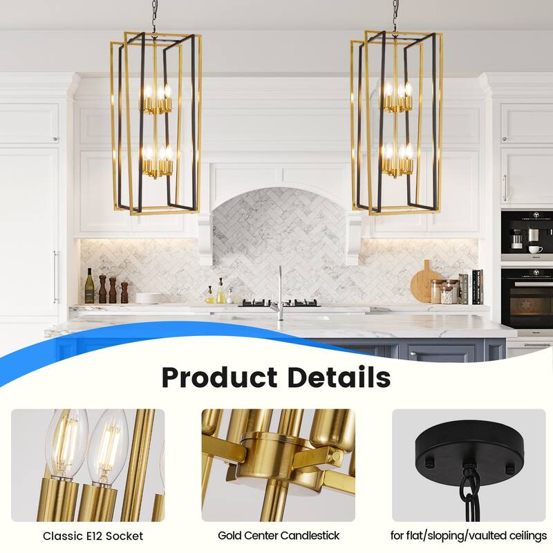 Modern Rectangle Chandelier Lantern Pendant Light Fixture