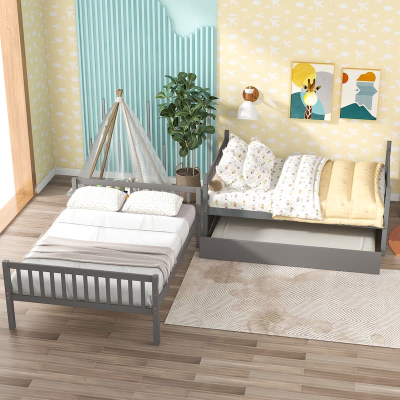 Ouyessir Full Over Full Bunk Bed with Trundle