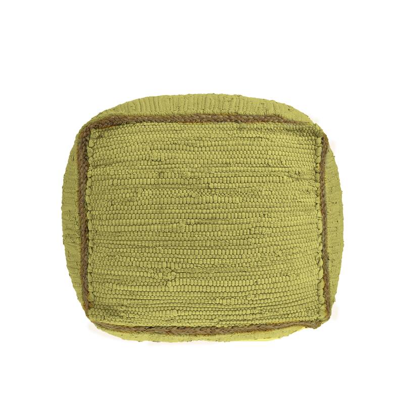 Sevita Birch Hand-Loomed Square Cotton and Jute Pouf