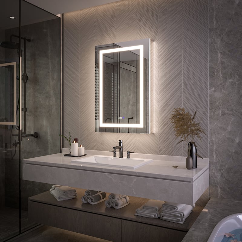 Modland 24"-42W x 36"H LED Medicine Cabinet Mirror with USB Charging,5x Magnifying Mirror