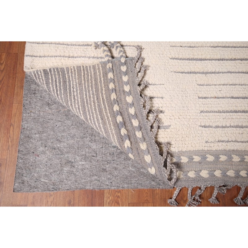 Earth Tone Moroccan Modern Area Rug Hand-Knotted Wool Carpet - 9'0" x 12'10"