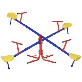 Kids Seesaw Swivel Teeter Totter with 360° Spinning, 4 Seater Seesaw Outdoor Playground Equipment for Backyard