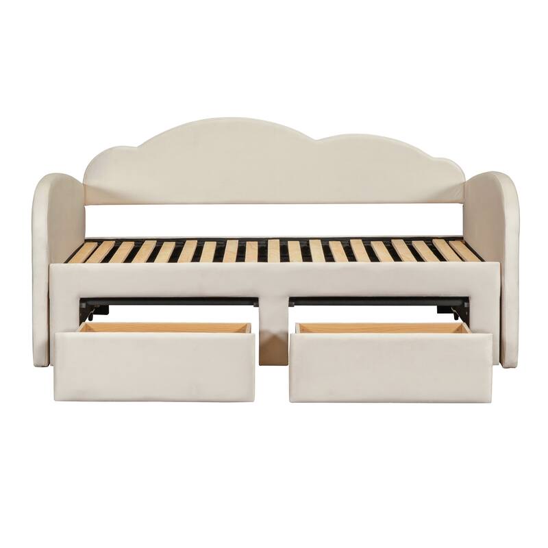 Upholstered daybed with Cloud-Shaped Backrest